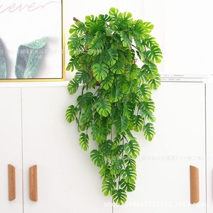 Artificial Monstera <b>Leaf</b> Vine <b>Wall</b> Hanging Green Plant Indoor Outdoor <b>Decoration</b> Soft Plastic Bouquet - Product Image 2