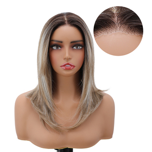 Perruques synthétiques Gladys Ombre Noir Blond Haute Température 16 pouces 13*3 Perruque à dentelle transparente Pré-épilée Cheveux naturels - Product Image 1