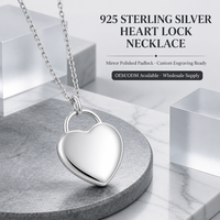 Vente en gros de colliers pendentifs en forme de cœur en argent sterling 925 avec logo gravé personnalisé pour femmes, bijoux