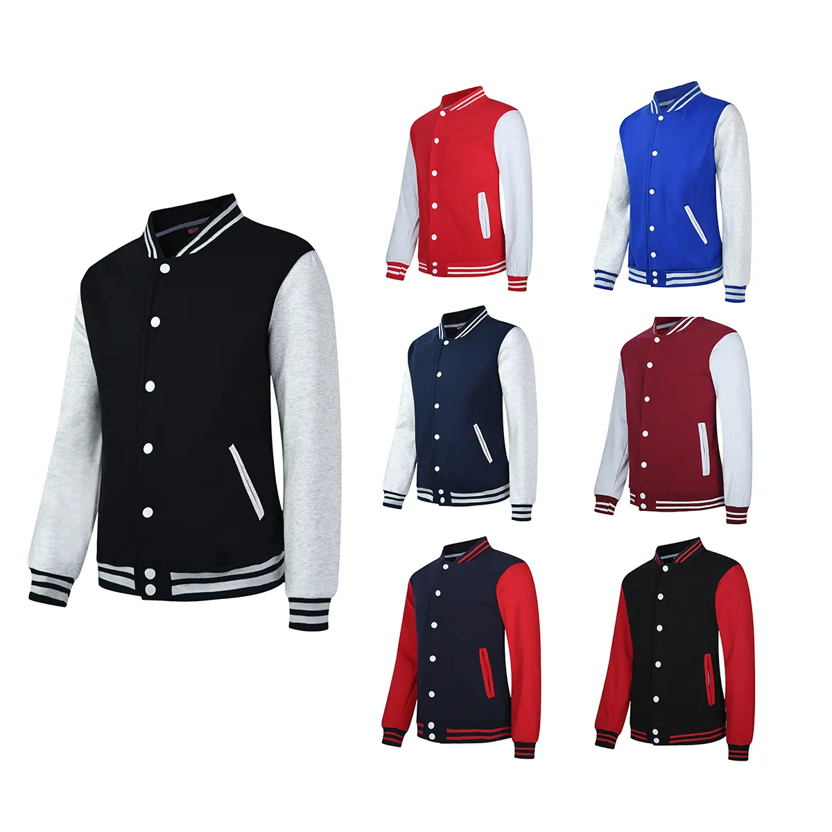 Chaquetas universitarias bordadas con estampado personalizado de alta calidad, chaqueta de béisbol personalizada para hombre, chaqueta Varisty de gran tamaño