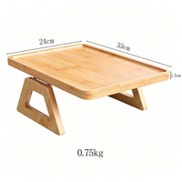 Plateau de canapé en bambou pliable, plateau d'accoudoir de canapé à clipser pour boissons, collations, téléphone, télécommande