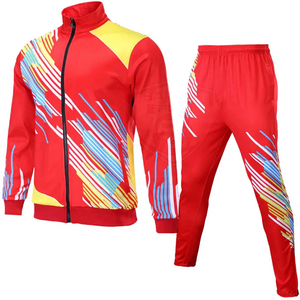 Ensemble de survêtement décontracté pour homme, rouge, à capuche, écologique, fermeture éclair intégrale, sportif, jogging, séchage rapide, polyester, vêtements d'hiver - Product Image 1