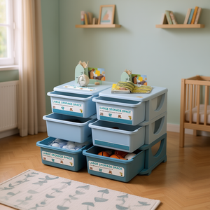 Meuble de rangement pour enfants, commode en plastique rectangulaire, organiseur de jouets pour chambre d'enfant - Product Image 2