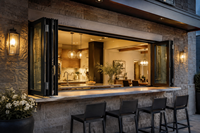 Ventana Plegable Horizontal de Acero Inoxidable 316L de Grado Marino con Bisagra Comercial de Rodillo y Cerradura Multipunto de Ciclo Largo para Cocina Moderna