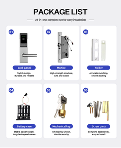 Serrure de porte d'hôtel en acier inoxydable poli avec clavier à carte intelligente et clé mécanique pour système de contrôle d'accès - Product Image 6