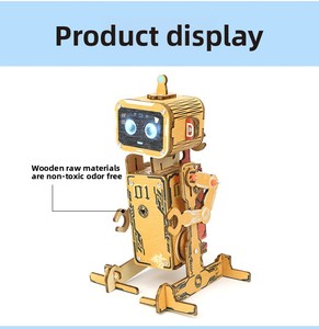 Jouets éducatifs pour enfants, développement de l'intelligence, robot à commande vocale DIY, matériau en bois, alimenté par <span class=keywords><strong>batterie</strong></span>, 0-3 mois, neuf - Product Image 6
