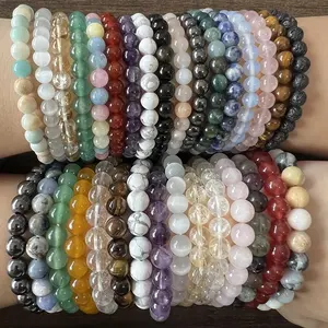 Natural Stone Quartz Crystal Beads Bracelets 6mm 8mm Agate Beads Handmade Hand String Gemstone Bracelets For Women And Men