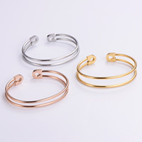 Bracelet manchette créatif et tendance en acier inoxydable plaqué or 18 carats, motif épingle de sûreté, géométrique, ajouré et ouvert pour femme