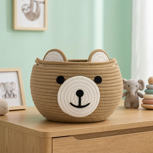 Cute Bear Shaped Rope <b>Storage</b> <b>Basket</b> for Children's <b>Toy</b> <b>Storage</b> and Room Decoration - Product Image 3
