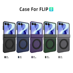 เคสโทรศัพท์ Huanmin Flip 8 สีม่วง วัสดุ PC พร้อมวงแหวนแม่เหล็กสำหรับโทรศัพท์พับได้ของ Samsung - Product Image 5
