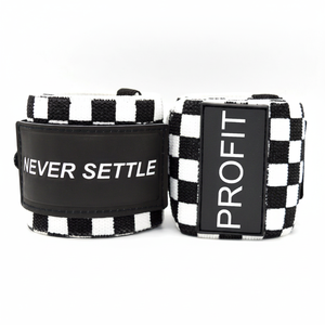 Muñequeras de alto rendimiento para adultos para levantamiento de pesas Protección de estabilidad óptima en negro blanco Hecho de nailon de goma de algodón - Product Image 1