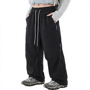 Pantalon de ski unisexe en polaire chauffant coupe-vent avec cordon de serrage, noir, évacuation de l'humidité, Polartec, isolé, pour snowboard, adulte, extérieur - Product Image 1