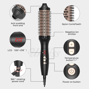 Cepillo caliente voluminizador, rizos, cepillo <span class=keywords><strong>de</strong></span> pelo rizado sin aire, herramientas <span class=keywords><strong>de</strong></span> estilismo para el <span class=keywords><strong>cabello</strong></span>, cepillo térmico PTC doble redondo calentado en caliente - Product Image 3