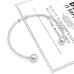 Stainless Steel <b>Ball</b> Cuff <b>Bracelet</b> Adjustable Opening Simple Style Jewelry Accessory - Product Image 4