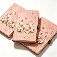 Carnet de notes personnalisé A5 en PU rigide rose avec bordure dorée et élastique – Journal cadeau