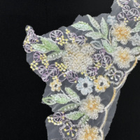 Ruban de dentelle en maille brodée de fleurs, orné de paillettes et de perles, élégant, pour robes, mariages et accessoires de décoration artisanale - Vente en gros