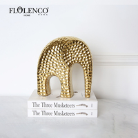 Pièces de décoration pour la maison en céramique, éléphant peint en or de style nordique, ornement d'éléphant pour le salon, accessoires de décoration