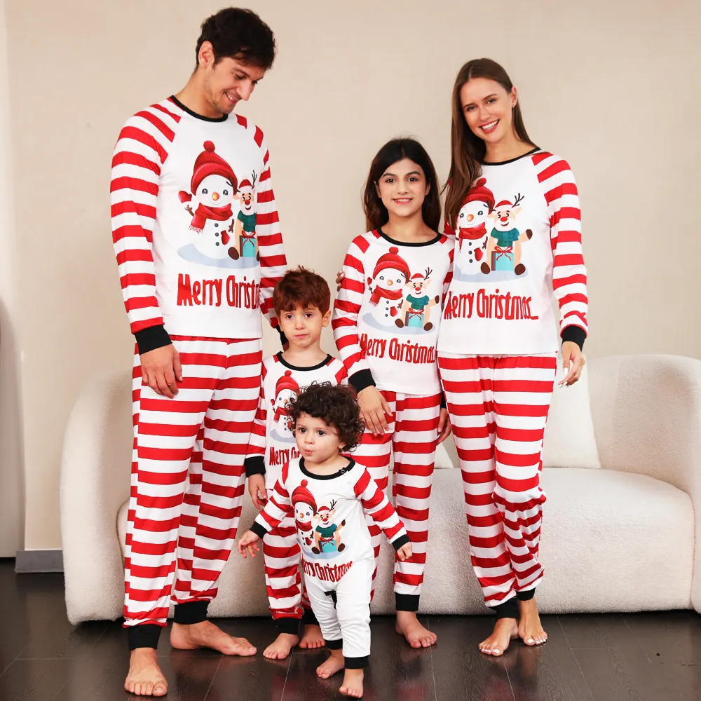 Pijamas de talla grande para mamá y yo, ropa de descanso para niños y mujeres, pijamas de manga larga a rayas para Familia, ropa de Navidad