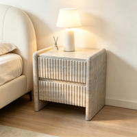 Table de chevet moderne de luxe en marbre travertin, table de nuit carrée en marbre blanc, meuble de chambre à coucher de luxe avec tiroir