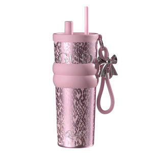 Godiva Stainless Steel Tumbler 16 Oz <b>Large</b> Capacity Insulated With Straw And Carrying Strap For Travel And Gift - Product Image 1