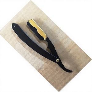 ASAP Manual Stainless Steel Straight Razor with Black Handle and Gold Blade Eco-Friendly Skin Care Grooming Tool - Product Image 1