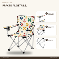 Chaise de plage pliable en gros avec porte-gobelet latéral et logo et motif personnalisés pour l'assemblage de groupes en extérieur