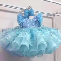 Robe tutu rose corail pour bébé avec bordure en plumes, corsage à paillettes scintillantes, jupe à volants, nœud assorti inclus, idéale pour les anniversaires