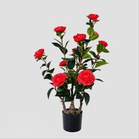 Plantes artificielles ODM, bonsaï, 60 cm, 8 fleurs, faux tronc, pot noir, décoration intérieure, réutilisable