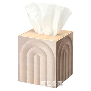 Boîte à mouchoirs en bois 4,9x4,9x5,7 pouces, couleur naturelle, pour la maison, le bureau, le rangement décoratif sur le bureau - Product Image 5