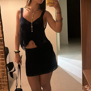 Channel 2026 – Nouveau débardeur en crochet à franges pour femme, col en V, style corset, transparent, dos nu, avec pompons, idéal pour la plage - Product Image 4