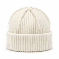 Bonnet unisexe en tricot côtelé à bord brut, style déstructuré, avec patch personnalisé, pour l'hiver, vente en gros