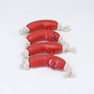 卸売レッドビニールペットおもちゃホットドッグきしむ子犬ペット噛むソーセージ犬のおもちゃ - Product Image 4