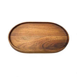 Plateau de service ovale en acacia, motif bois poli, fait main, qualité alimentaire, usage domestique, fabriqué au Vietnam - Product Image 1