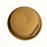 Sombrero Cloche de Lana Australiana para Mujer con Lazo Tejido, Elegante Sombrero de Ala Corta para Otoño e Invierno