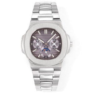 Montre-bracelet de Noël haut de gamme très réputée, cadran multifonction marron avec phase de lune et calendrier, bracelet en acier inoxydable - Product Image 1