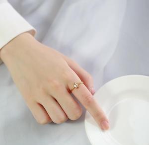 Minimalistic thép không gỉ thời trang vòng gầy ban nhạc mỏng hình chữ nhật Duy nhất <span class=keywords><strong>CZ</strong></span> pha lê zircon đá baguettes cho xếp chồng - Product Image 4