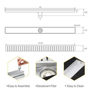 Drain linéaire étanche pour salle de bain avec filtre à cheveux BJ-LNS – Prix de gros personnalisé et abordable pour drain de douche - Product Image 4