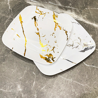 Assiettes en plastique carrées modernes de 7/9/10 pouces, nouvelle arrivée, couleur personnalisée avec design marbré