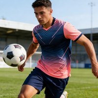 Camiseta de Fútbol de Alta Calidad, Transpirable, de Secado Rápido, con Cuello en V, para Hombre, con Logotipo Personalizado, Impresión por Transferencia de Calor, Corte Holgado