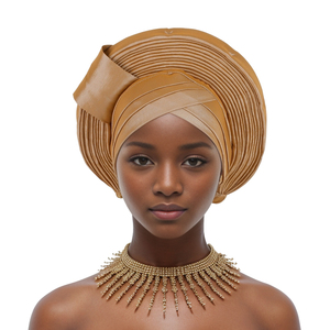 Prêt à expédier – Nouveauté 2025 – Bandeaux pour femmes de haute qualité, prêts à porter, style <span class=keywords><strong>Aso</strong></span> Oke africain, uni, Nigeria Auto Gele - Product Image 6