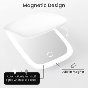 Personalized Touch Folding Hand Portable Travel <b>Vanity</b> <b>Mirror</b> Lighted Customized Logo Makeup Led Compact <b>Mirror</b> With <b>Light</b> - Product Image 4