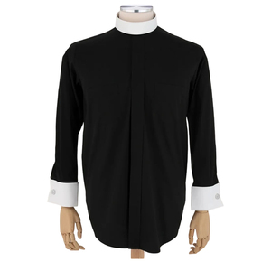 Fabricant OEM 100% coton Logo personnalisé à manches longues violet étiquette col poche français manchette clergé chemise pour homme ministres prêtre - Product Image 2