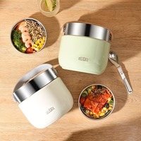 Thermos à soupe moderne en acier inoxydable à double paroi, avec couvercle pliable et détachable, cuillère intégrée, portable et isotherme pour le stockage des repas