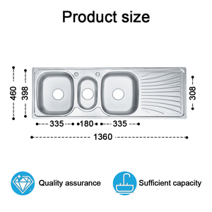 Giá bán buôn bát đôi thép không gỉ Kích thước tùy chỉnh Bồn Rửa Nhà Bếp 85x50 bền bồn rửa bằng thép không gỉ 304 SS Bồn Rửa Nhà Bếp - Product Image 5
