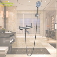 Ensemble de douche SUS 304 à installation facile, mitigeur de salle de bain 2 fonctions avec jet de massage doux et effet pluie, kit robinetterie de douche