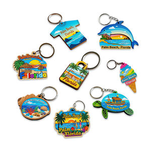 Nieuw Aangekomen Op Maat Gekleurde Geschilderde Gedrukte Florida Vakantie Strandhout Sleutelhanger Reizen Souvenir Decoraties - Product Image 1