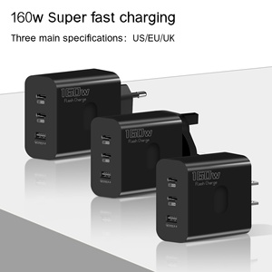 หัวชาร์จเร็วพิเศษ 160W หลายพอร์ต มาตรฐาน EU US UK แบบ Type-C PD สำหรับ Apple Samsung - Product Image 3