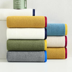 Toalla de Baño Ink-Ivy de Algodón Puro con Bloques de Color, 70x140cm, Suave, Gruesa, Absorbente, para Uso Doméstico, Rectangular, Color Sólido - Product Image 1