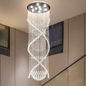 Lámpara colgante de tendencia Hotel escaleras Villa moderno lujo gota de lluvia espiral larga K9 araña de cristal - Product Image 4