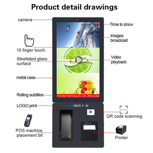 21,5 "Wand halterung Restaurant Digital Menu Boards Anzeige Self Service Rechnung Zahlung Kiosk Lebensmittel automat - Product Image 3